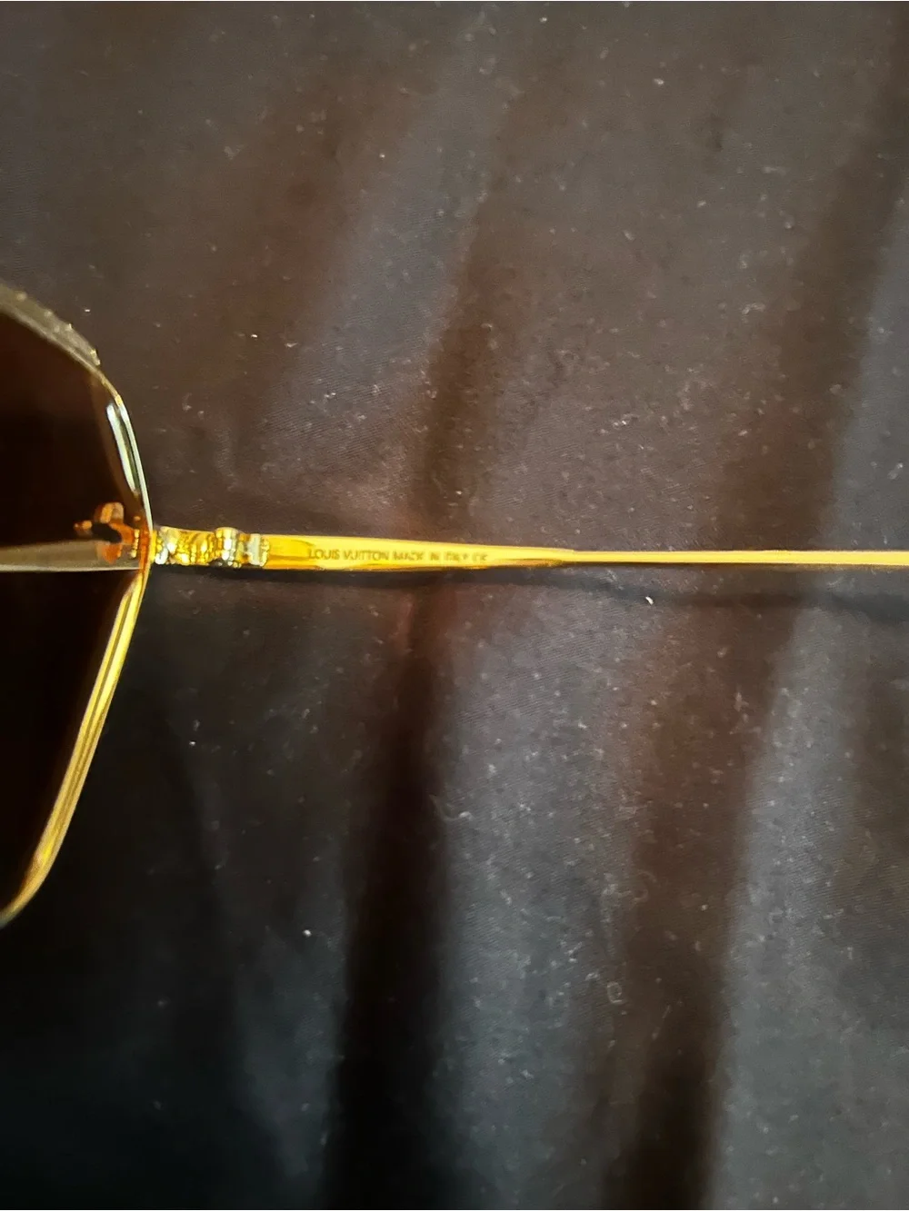 Louis Vuitton Gold Metal Frame Sunglasses with Brown Lenses